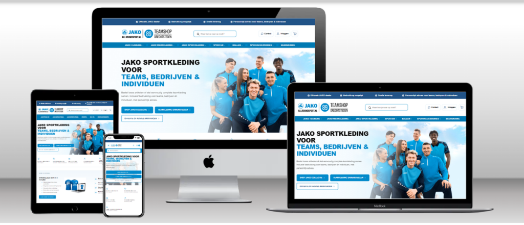 Webshop van AllRoundSport.nl op laptop, tablet en telefoon