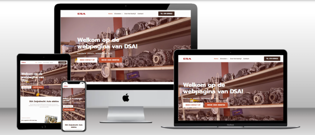 Website van DSA Zwijndrecht op laptop, tablet en telefoon