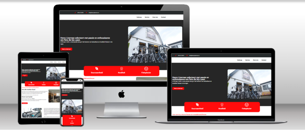 Website van Henry IJzerman op laptop, tablet en telefoon