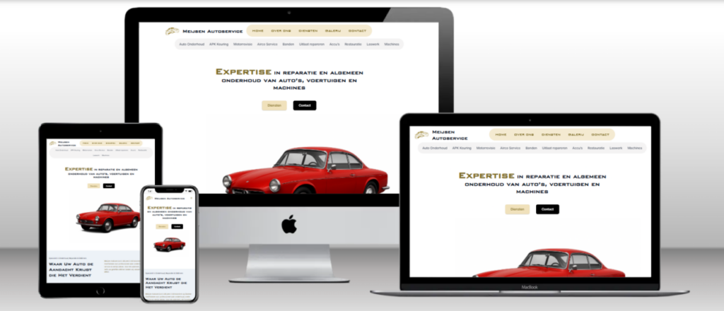 Website van Meijsen Autoservice op laptop, tablet en telefoon