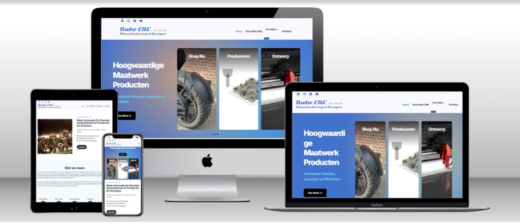 Website van Nato CNC op laptop, tablet en telefoon